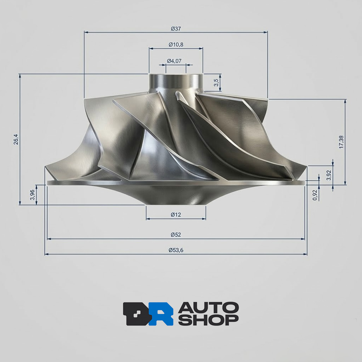Rotor Billet Fiat Toro Upgrade 37mm 8 Paletas para Turbina - Imagem 6