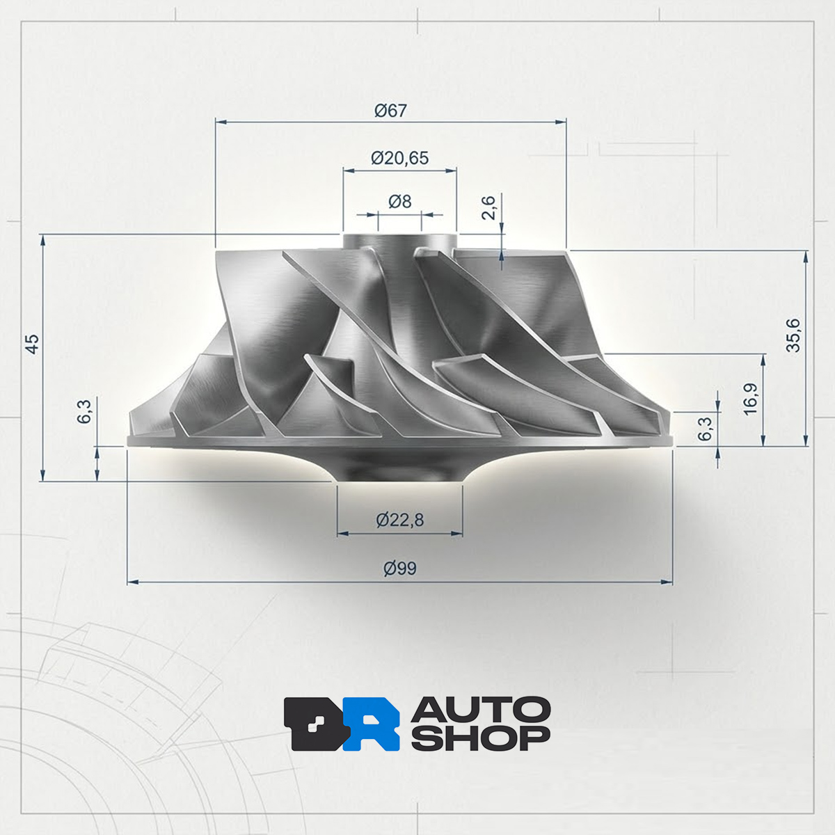Rotor Billet HX55 67mm 7+7 Paletas Volvo FH13 para Turbina - Imagem 7
